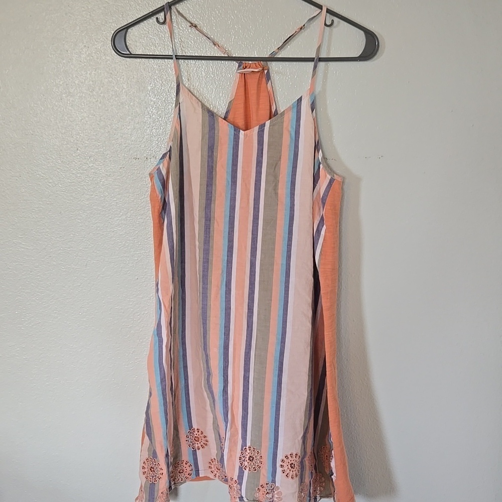 Jasmine & Ginger | Peach Striped Racerback Tank Size Small